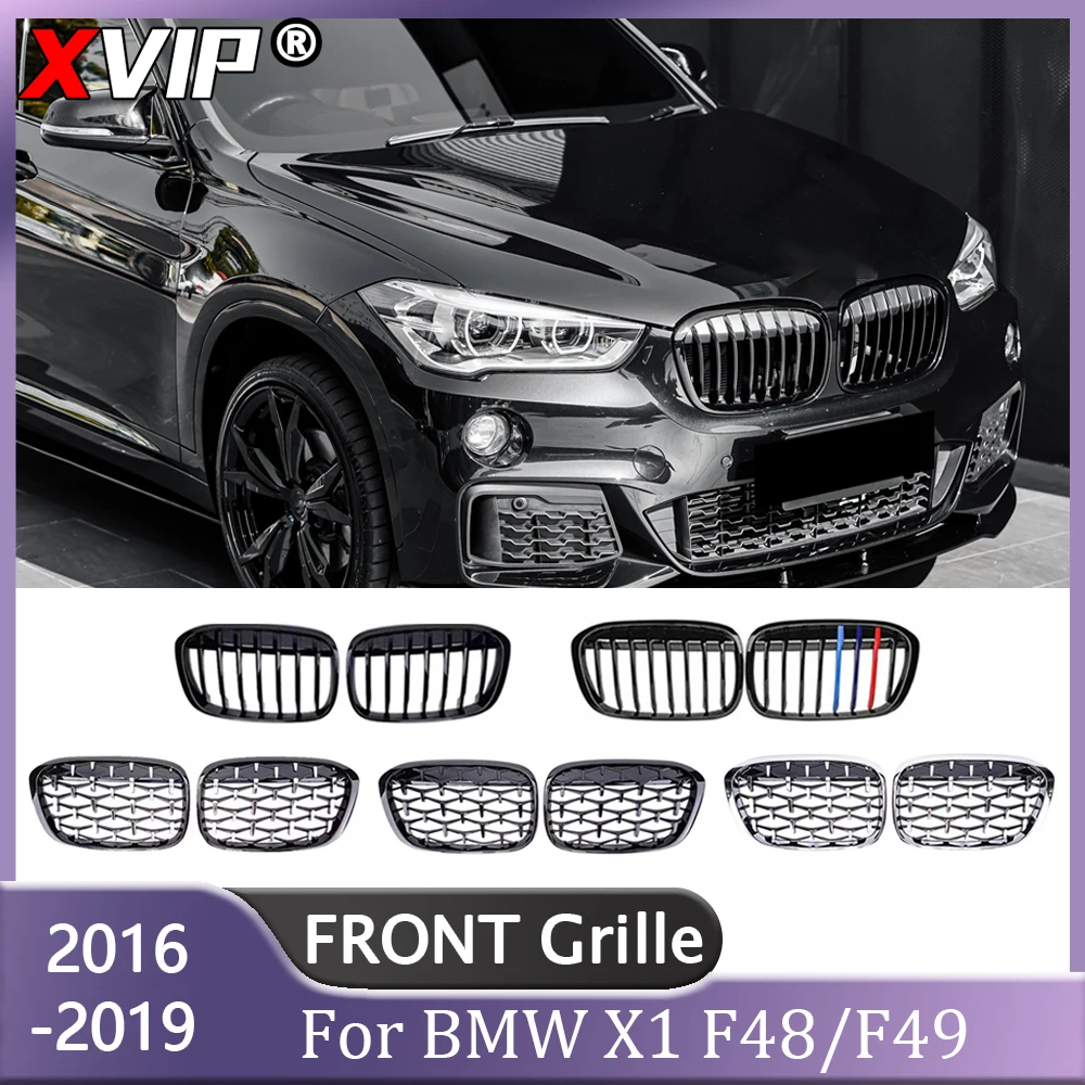 

XVIP Matte Black Single Line Style Front Bumper Kidney Racing Grilles For BMW X1 F48 F49 2016-2019 Diamonds Style Upper Grills