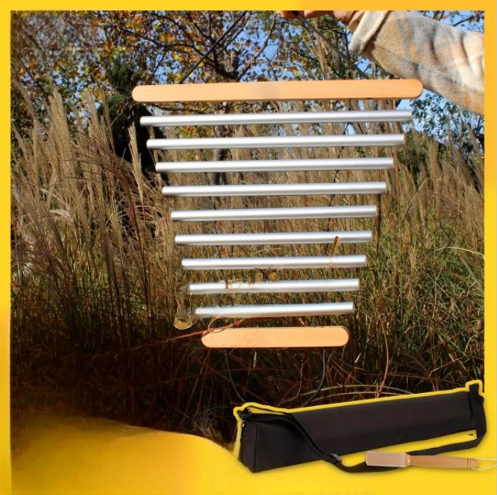 9-Tone handheld sound healer naturopathic chime for meditation yoga outdoors, with tote bag