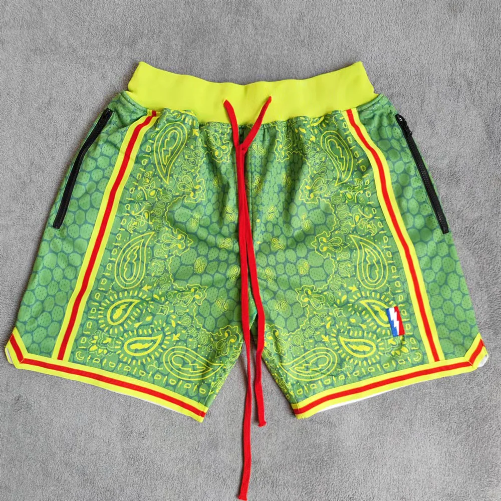 Trillest Kobe Snake Pattern Christmas Green Breathable Mesh Basketball Shorts Quick Dry Polyester Elastic Waist Five Inch Length