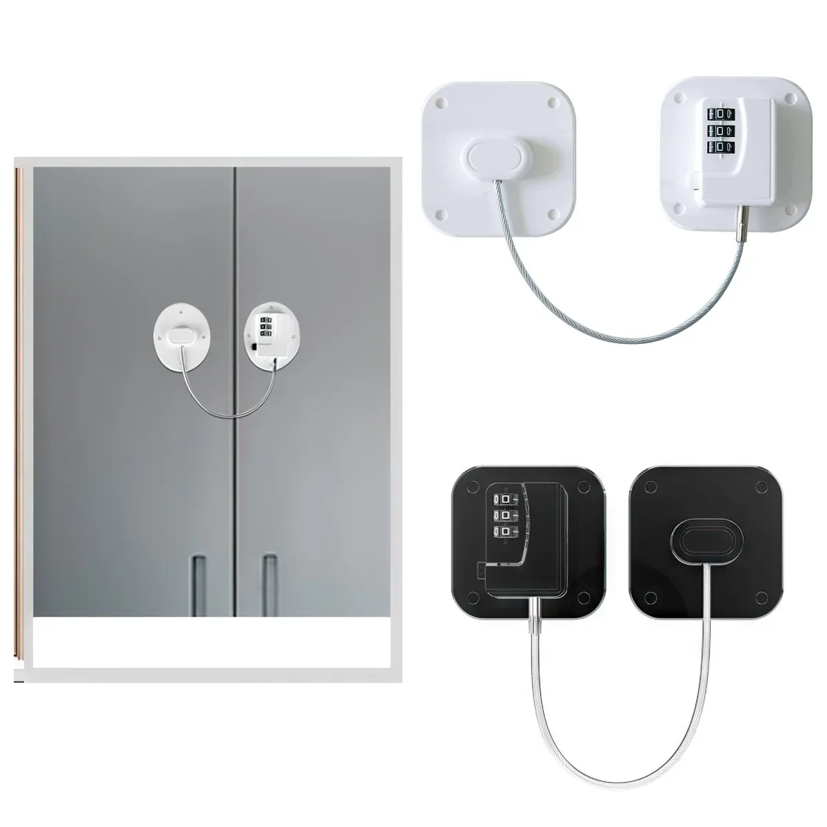 Bloqueio codificado sem soco para crianças, limitador de geladeira, bloqueio auto-adesivo, janela segura para bebês, Hasp com senha, porta do armário e gaveta, 1 conjunto