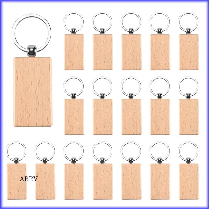 

Highly Recommended-20Pcs Blank Wooden Key Chain Diy Wood Keychains Key Tags Gifts Yellow