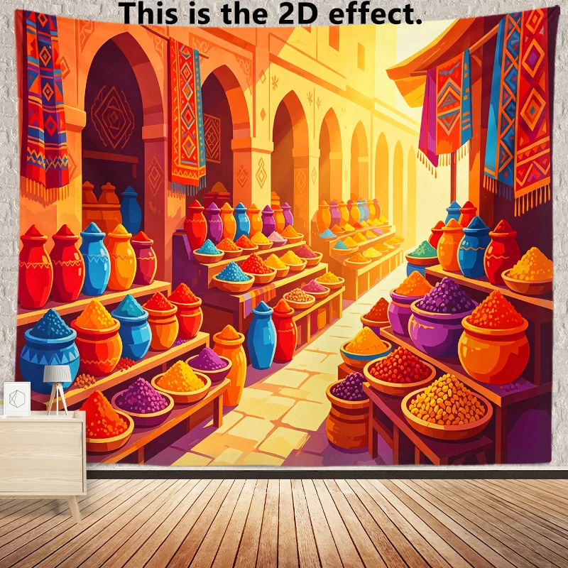 Moroccan Spice Market Background Cloth Hanging Cloth Bedroom Bedside Decorative Wall Cloth Dormitory Tapestry