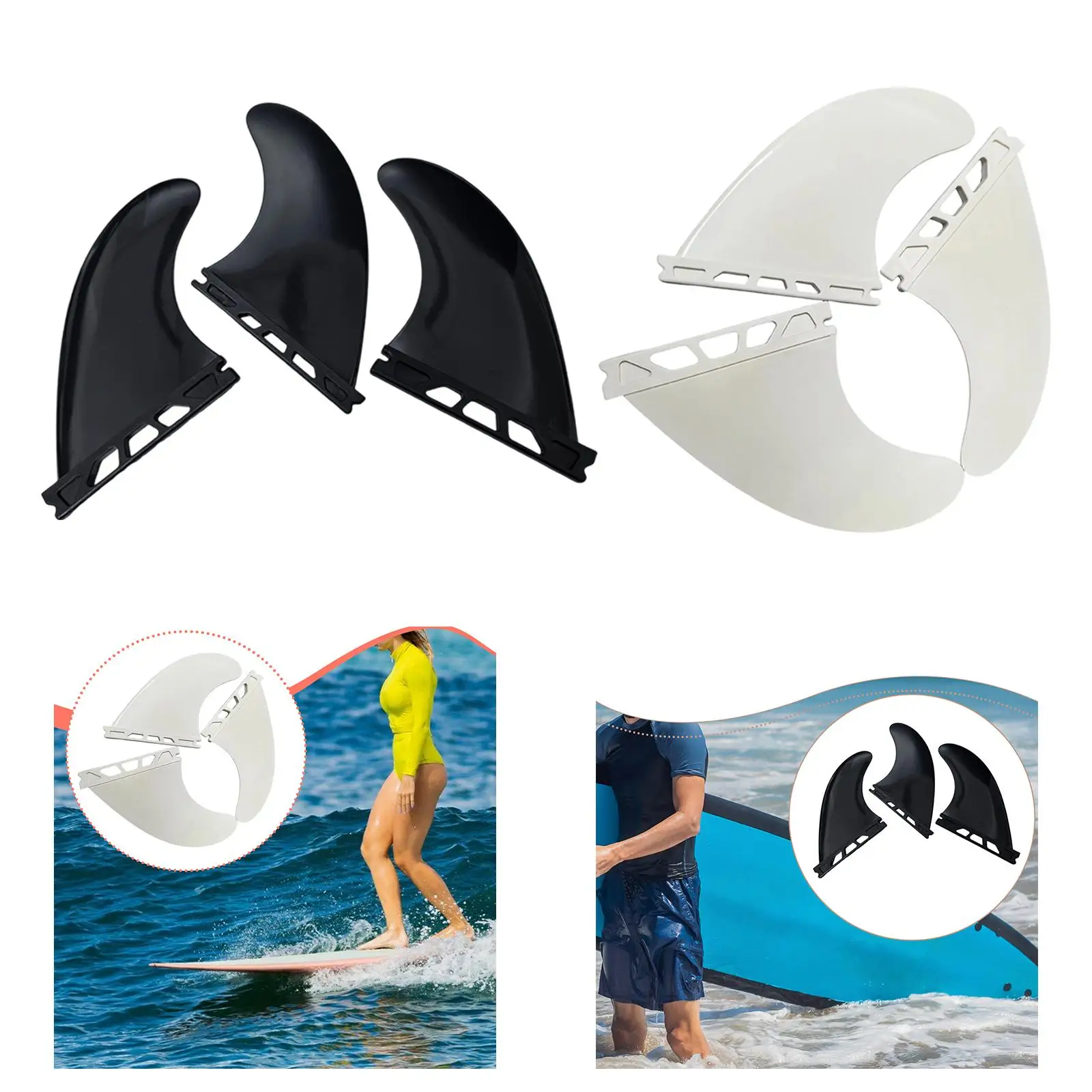 3x Surfing Surfboard Fins High Performance, Durability, Premium Practical Professional, Easy to Install Accessory Quick Release