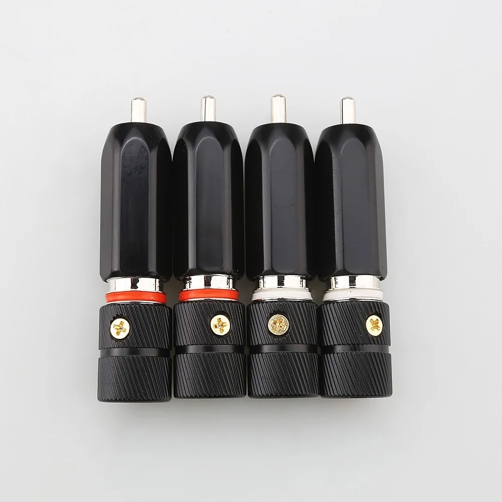 

4pcs HIFI Rhodium Plated RCA Phono Connectors with max 11mm Copper Cable High Fidelity Sound Quality for Diy Audio Cable