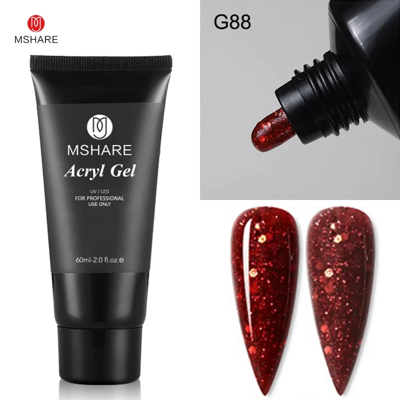 MSHARE 60ml Sparkling Acryl Gel Poly Nails Acrylic Gel Builder UV Led Acrylgel Nail Extension Professional Salon Nail Product image 3