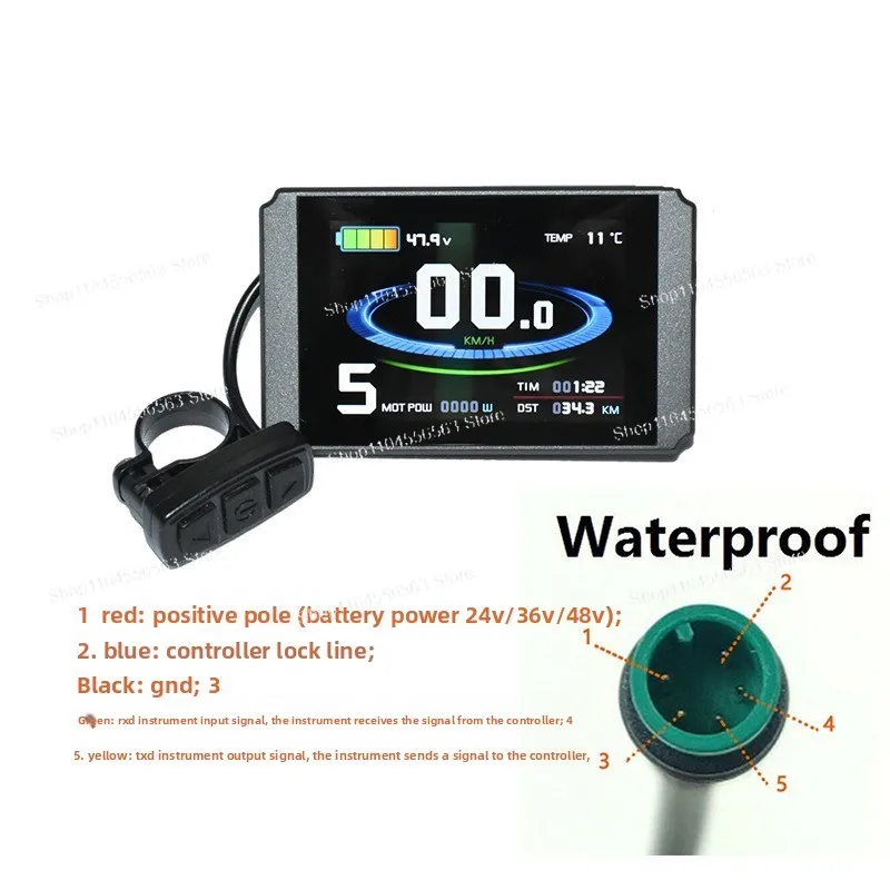 KT-LCD8LU Color LCD Display with Light Sensor, Waterproof Connector, Electric Bicycle Conversion Meter