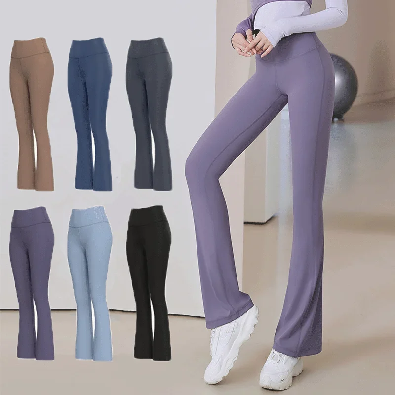 Flare Leggings Yoga Pants Women High Waist Breathable Wide Leg Pants Gym Sports Slim Flared Tight Pants Plus Size Dance Trousers