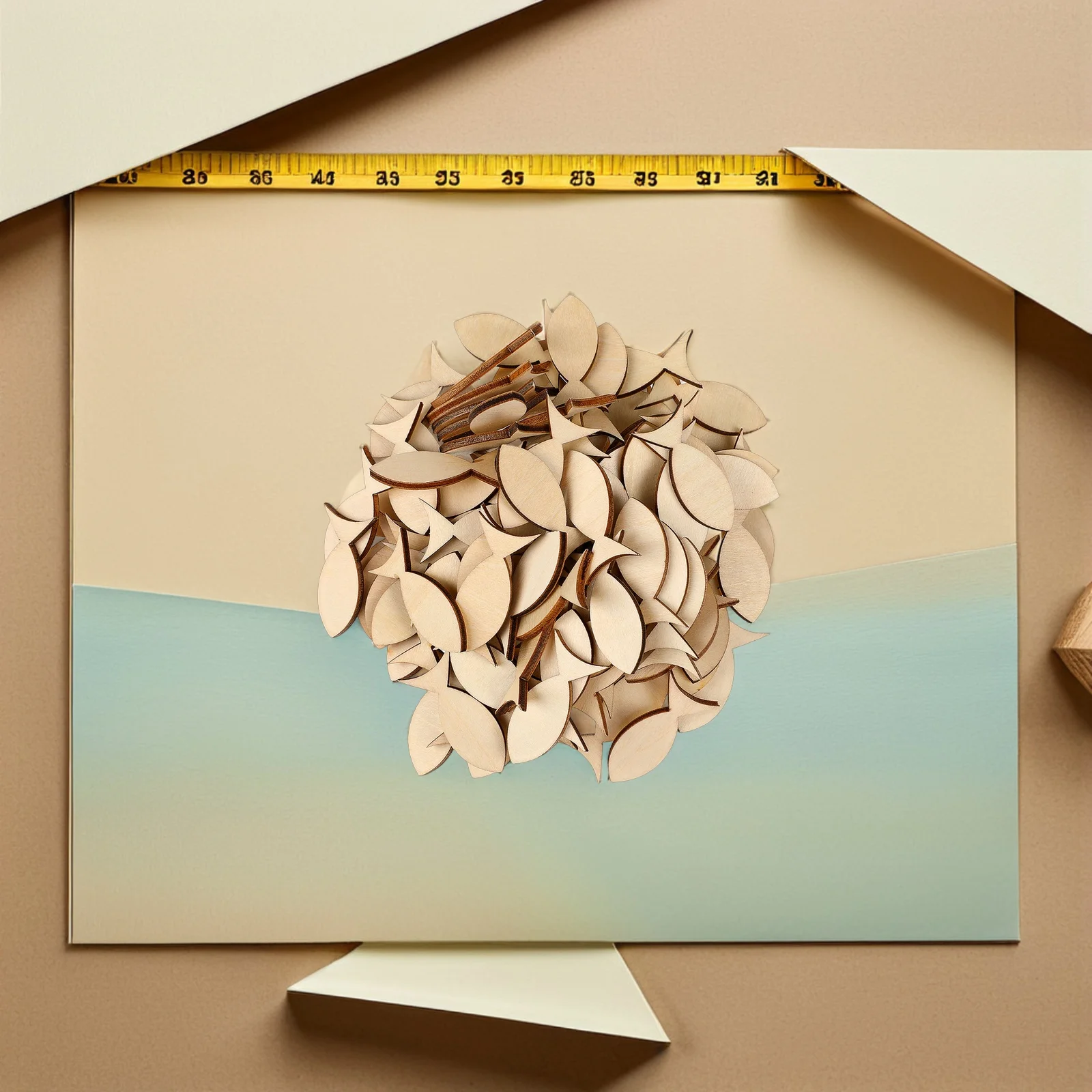 50 قطعة قطع الأسماك الخشبية الصغيرة لم تنته شرائح الخشب السلس دهان داي الحرفية الديكور رقائق الخشب ريفي للمنزل الطرف