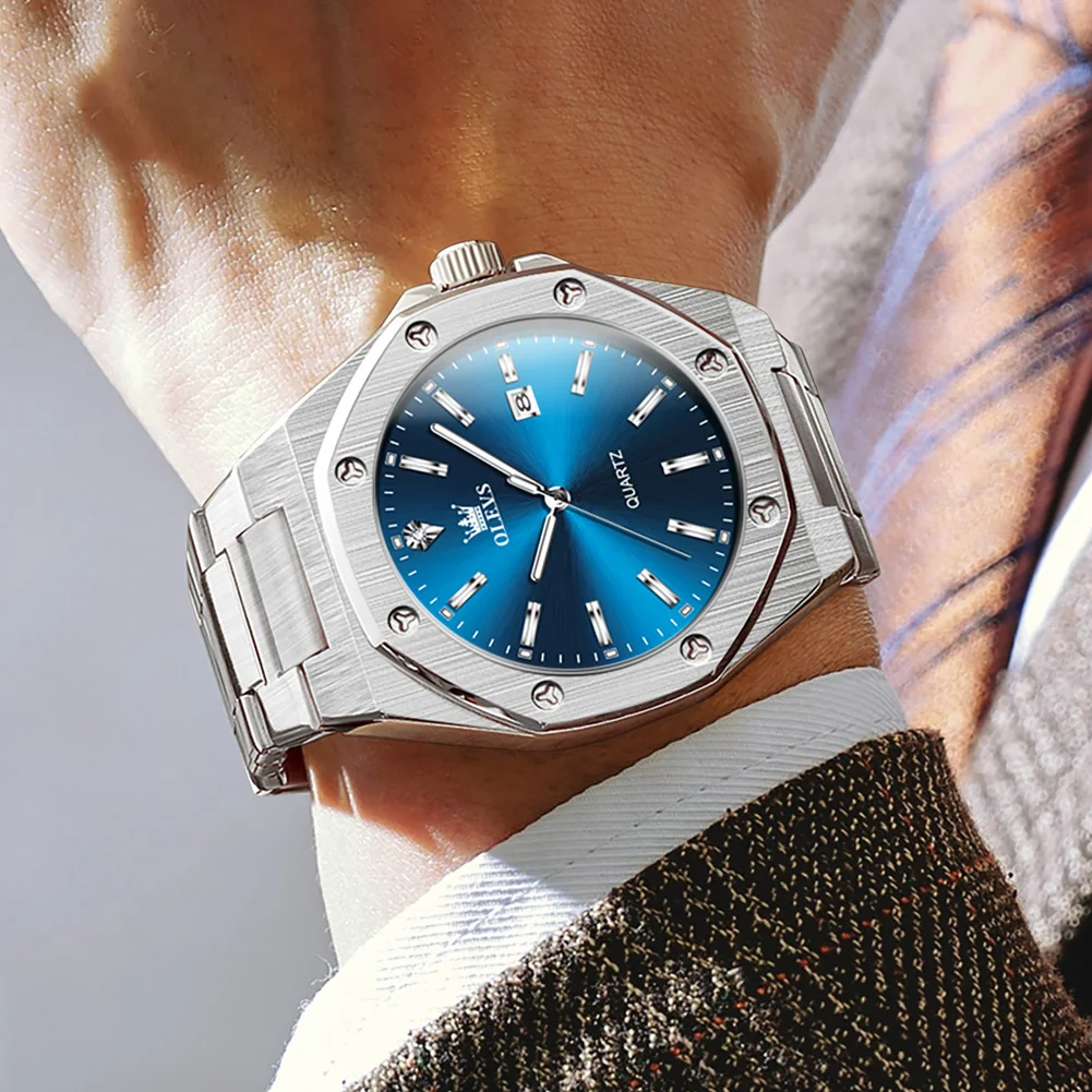 OLEVS 3613 Original Top Brand Luxury Quartz Watch for Men Stainless Steel Waterproof Men's Watch Business Classic Wristwatch image 4