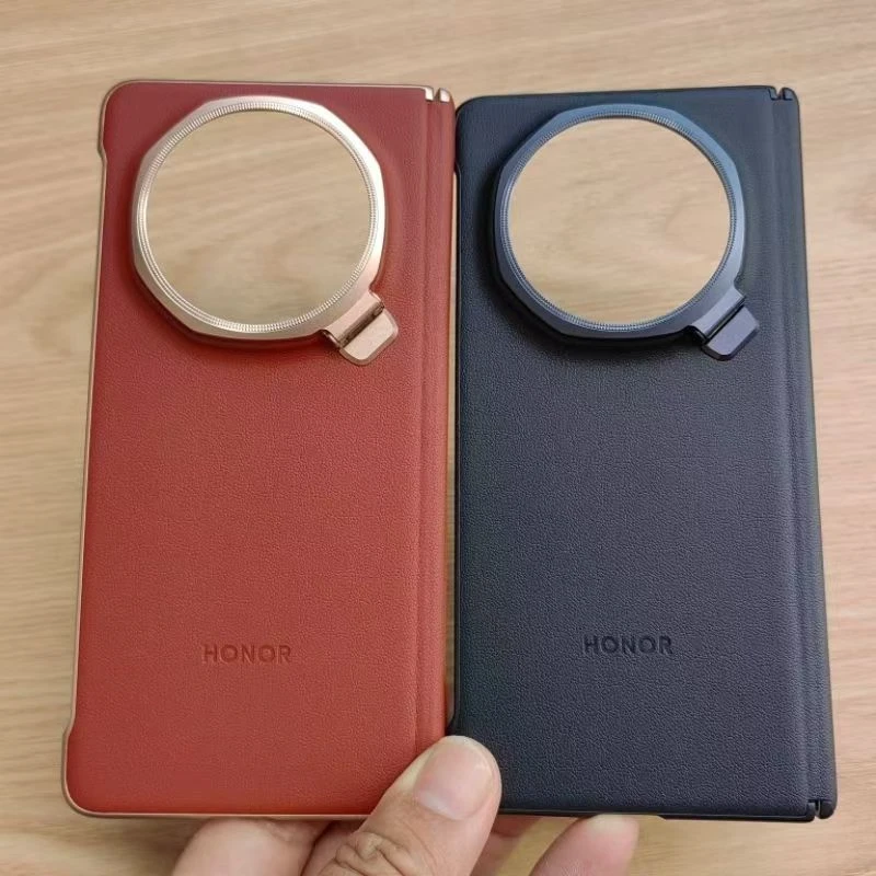 

Кожаный чехол для телефона Honor Magic V5 с держателем, тонкая противоударная задняя крышка, бампер HONOR Magic V5 5G, защитный чехол из искусственной кожи