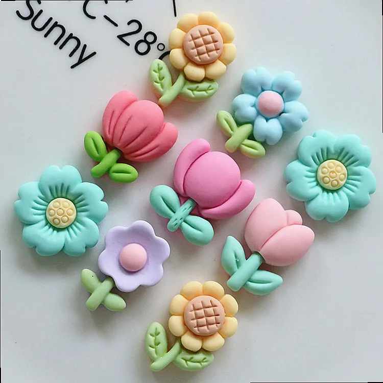 100pcs Kawaii Flatback Mini Resin Flower Cabochon DIY Accessories Phone Case Hairpin Keychain Earring Scrapbook Decor