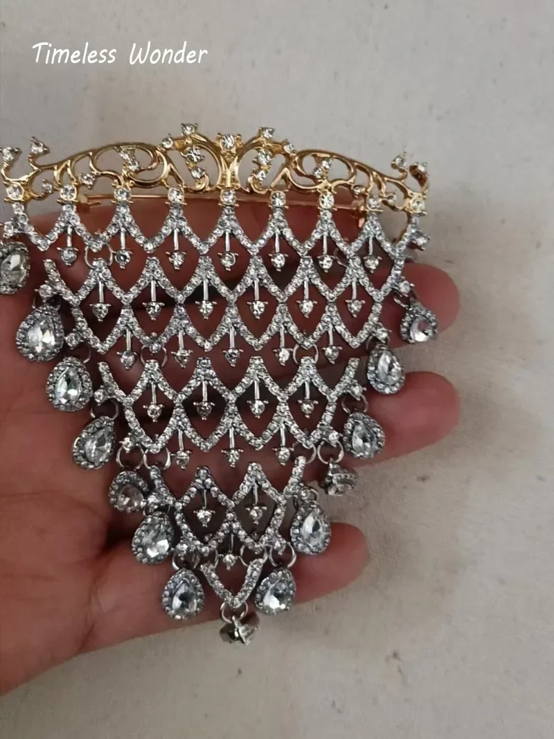 Intemporel merveille fantaisie Zircon Geo déclaration broche broches pour femmes concepteur bijoux piste haut Vintage cadeau à la mode Rare 2283