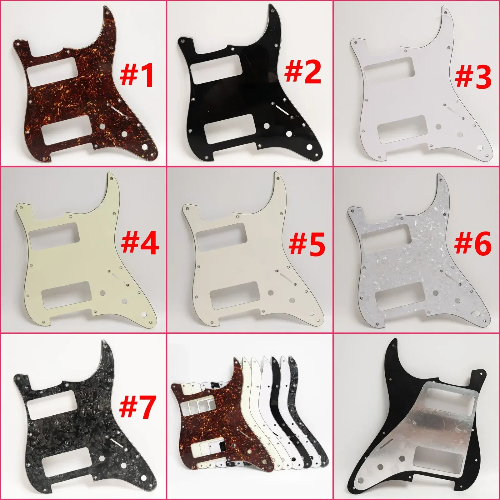 Yue Yun Music Store-Discount Hot Sale-Electric Guitar P90 2 Pickup S-t-rat Pickguard 11 Holes Scratch Plate Replacement Part