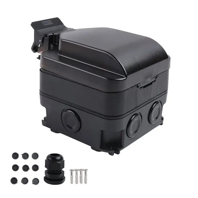 A13E-IP66 Waterproof Socket 220V Black Wall Plug Power With Built-In Switch Electrical EU Home Appliance(A) Easy Install Easy To