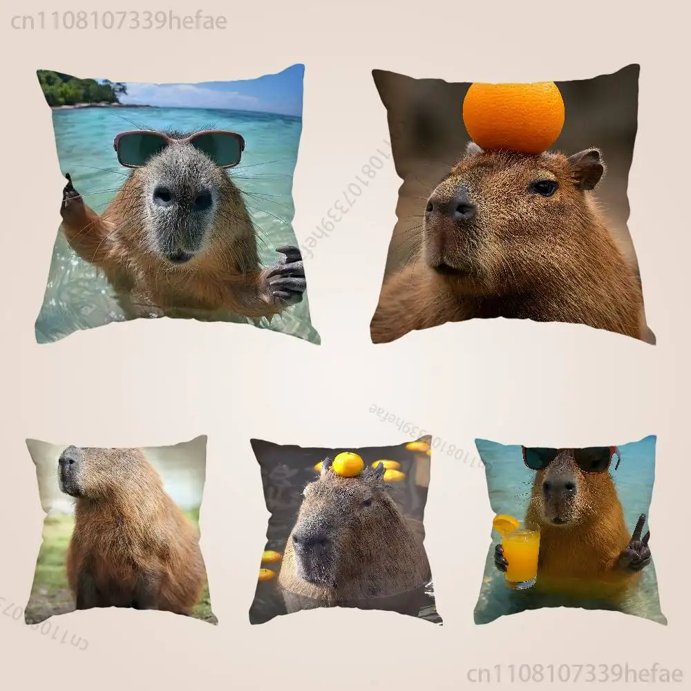 

Lindos capibaras Pillow Cases for Bedroom Living Room Sofa Home Decor Polyester Cushion Cover with Zipper