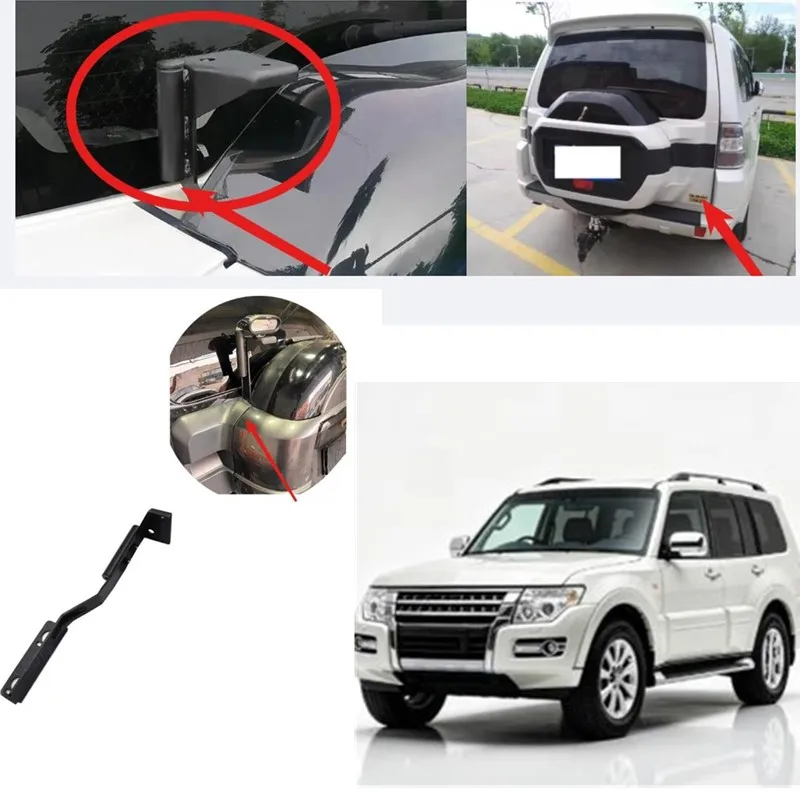 1 Piece Rear Spare Flag Stainless Support Back Flag Holder Led Lamp Base for Pajero Off Road for Montero for Shogun