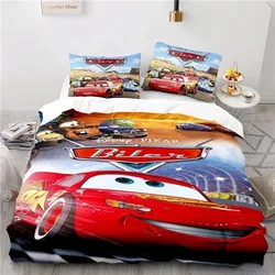 Set biancheria da letto auto Lightning McQueen con federa copripiumino Anime, per bambini adulti, per letto singolo letto matrimoniale