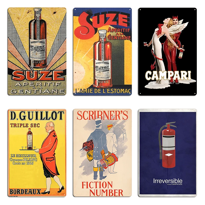 Vintage-Werbeposter SUZE Gentian Aperitif Metal Plaque Poster Create Pub Wohnzimmer Garage Retro Blechschild Poster