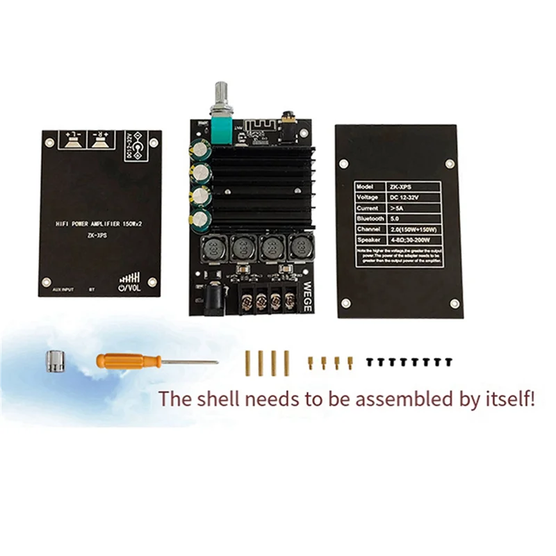 

REPLA-2X ZK-XPS 5.0 Bluetooth Power Amplifier Board Dual 150W Channel Amplifier Board With Short Circuit Protection