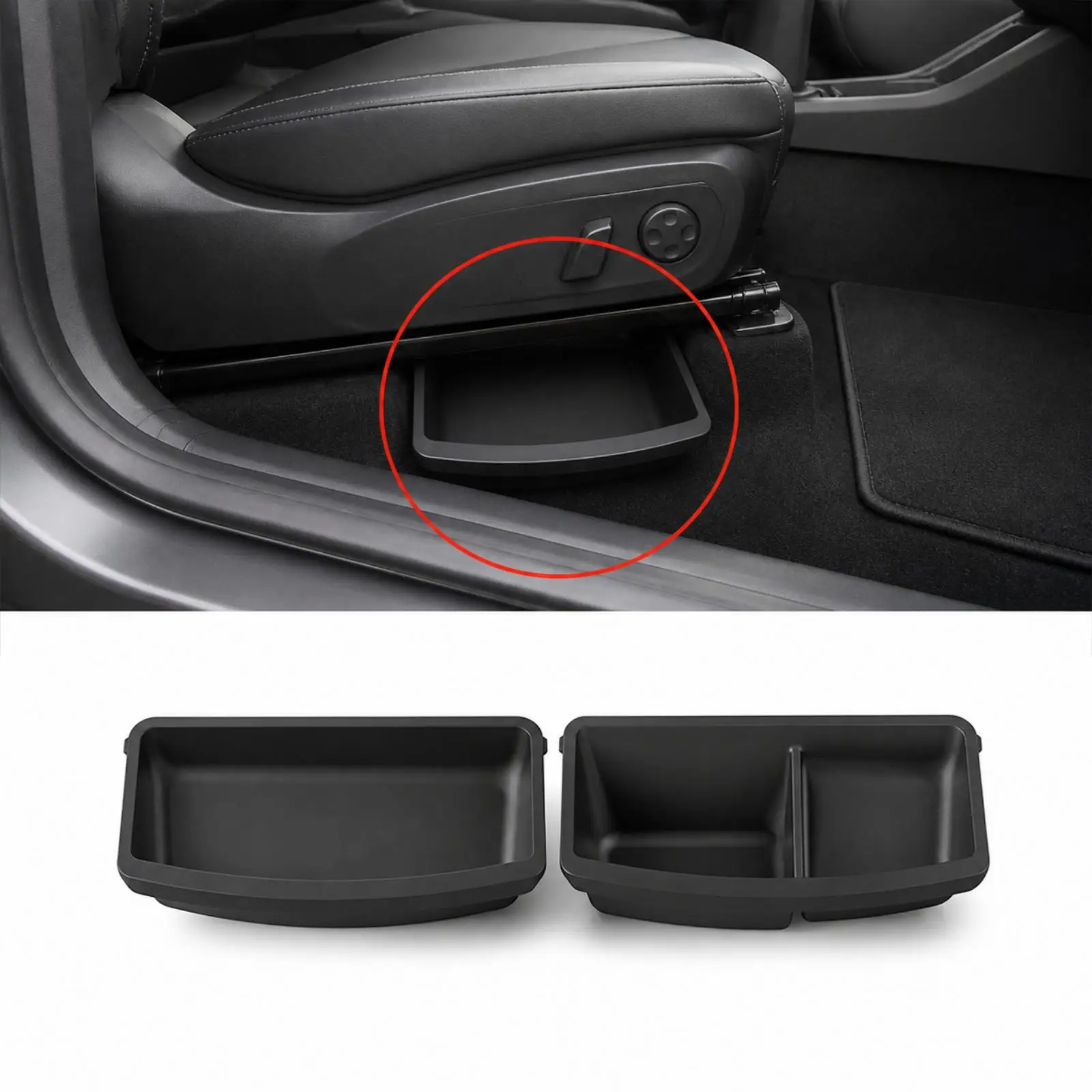 Under Seat Storage Container Auto Interior Drawer Style Double Side Box for Tesla Model Y