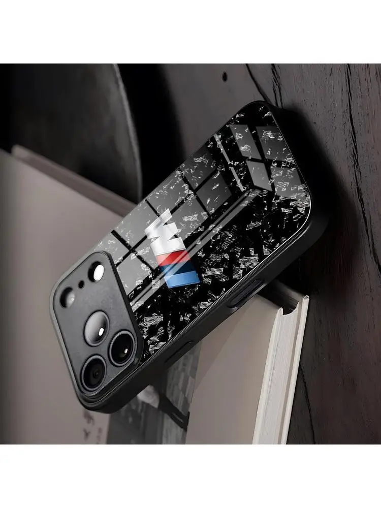 Etui na telefon iPhone 17e 17 16 16e 15 14 13 12 Mini 11 Air Pro XS Max XR X Plus, szklana silikonowa ramka, niebiesko-czerwone, samochodowy wzór, tylna obudowa Ph — zdjęcie produktu 7