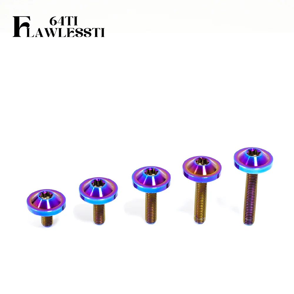 FLAWLESSTI M5x10-30 Gr5 Titanium Bolts Front Fender Front Rear Brake Line Exhaust Pipe Cover Bolt Nut For Motorcycle Scooter