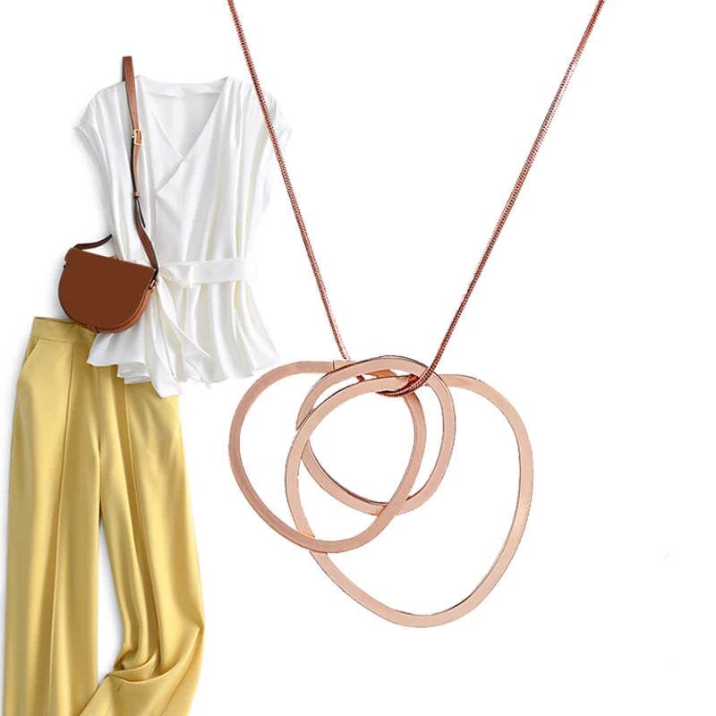 Match-Right Geometric Gold Silver Color Metal Necklace & Pendant for Women Minimalist Long Chain Necklaces 2020 Fashion Jewelry