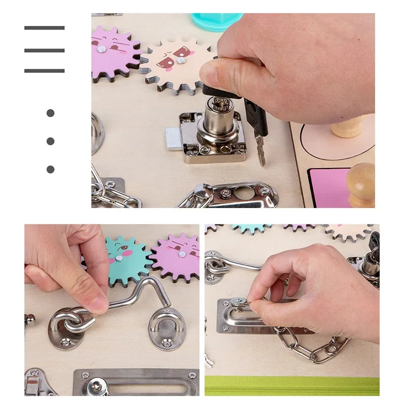 New DIY Wooden Montessori Busy Board Animal Chip Accessories Puzzle Toy Music Hourglass Gear  Educational Toy for Children Gifts