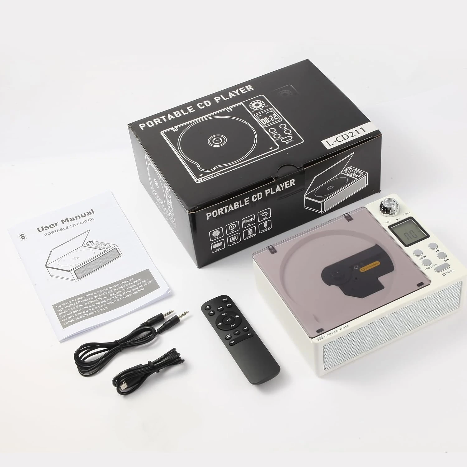 Reproductor de Música CD Multifuncional, Audio Inalámbrico Bluetooth, Receptor de Radio FM, Decodificador USB TF MP3, Salida de Sonido Estéreo, Estilo Vintage