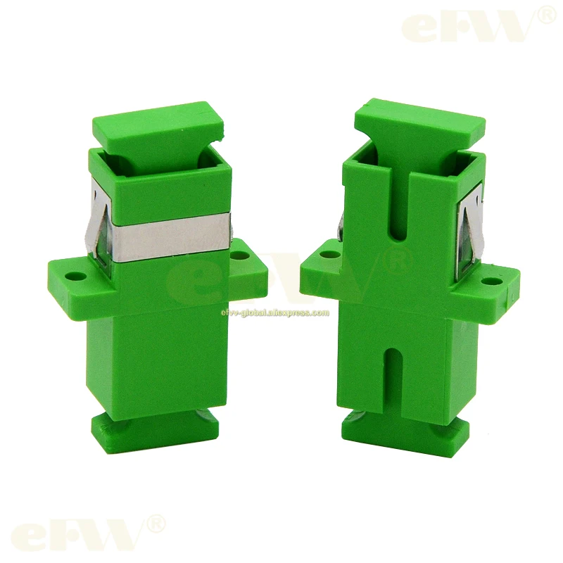 10pcs Sc Simplex Single Mode Ear Integrated Apc Green Fiber Flange Coupler Adapter Electrical Grade