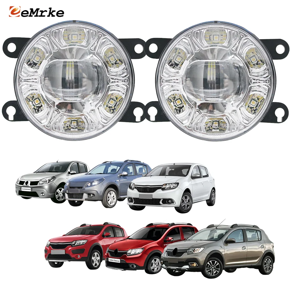 

Led Fog Lights Assembly PTF for Renault Sandero / Stepway 2008-2023 with Lens+ Car DRL Driving Daytime Running Light Accessories