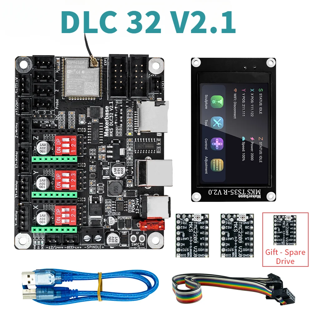 

Материнская плата MKS DLC32 Grbl подходит для лазера и ЧПУ с ESP32 WIFI и TS35/24 сенсорным экраном для лазерных гравировальных станков