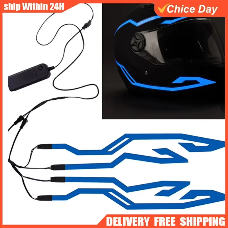

NEW Motorcycle Bike Waterproof LED Cold Light 4-in-1Helmet Strip EL Sticker Warning Lights Motorcycle Night Riding Accessories