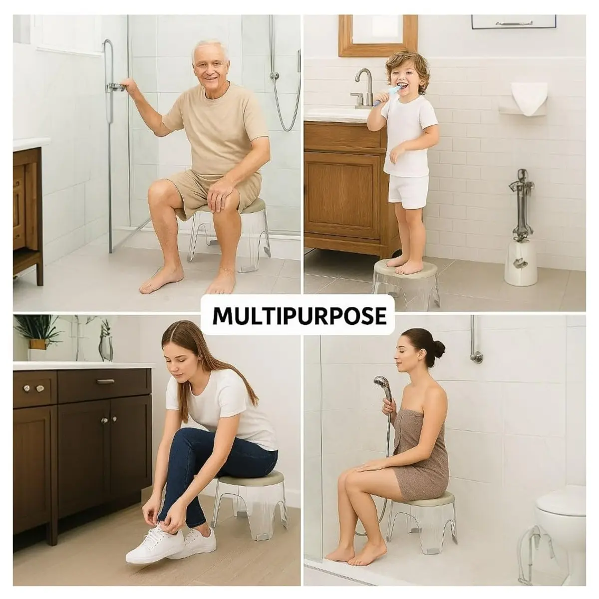 2025+ Acrylic Shower Stool Waterproof - Clear Shower Foot Rest for Shaving Legs, Corner Step Foot Stool for Inside Shower