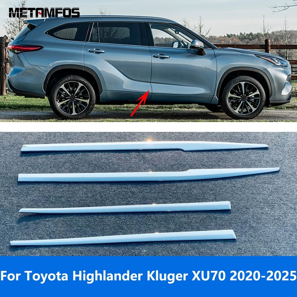

Для Toyota Highlander Kluger XU70 2020 2021 2022 2023 2024 2025 хромированная боковая полоса двери, молдинг, накладка на кузов, аксессуары