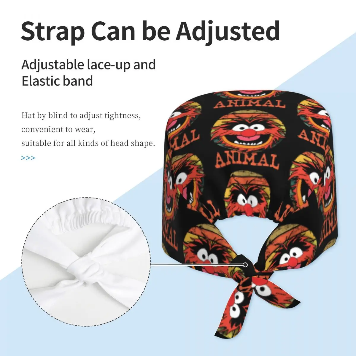 Muppets خمر حزب الحيوان فرك قبعة الطبيب العمل الجراحية قبعة للجنسين قابل للتعديل قبعات التمريض لطبيب الأسنان