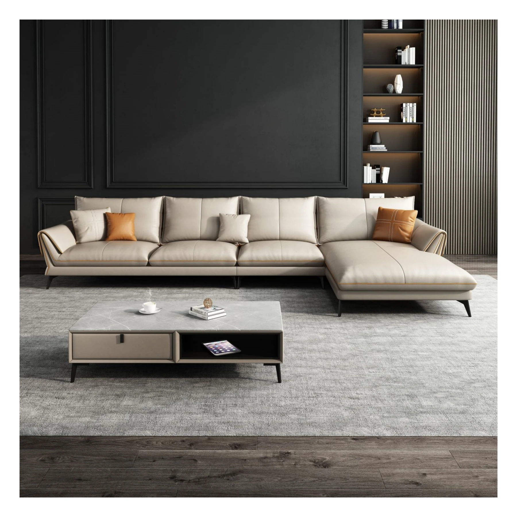 

Wholesale Sofas For Home Italian Nordic Corner Sofa L Shaped Genuine Leather Sofa Set Living Room Furniture
