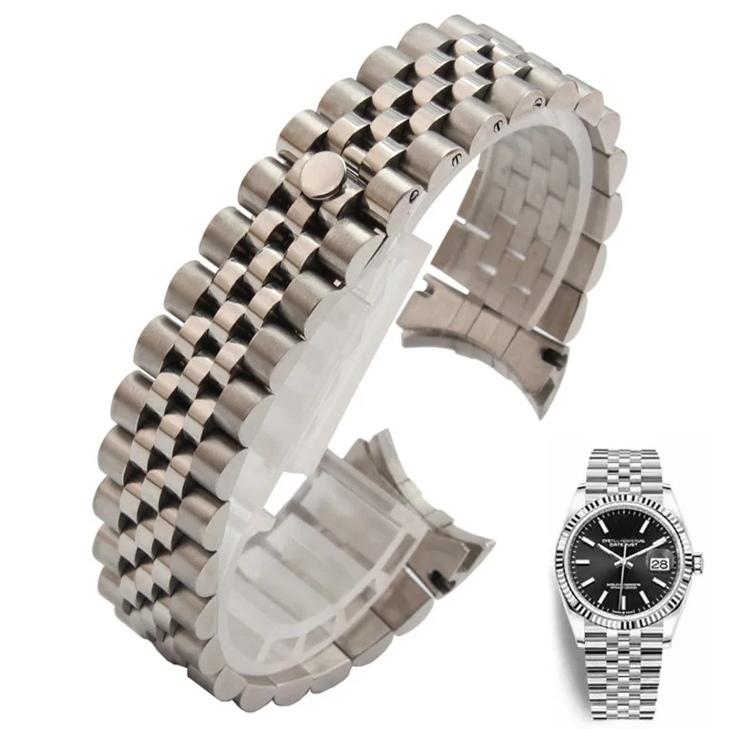 

Solid Stainless steel watch straps 20mm 21mm silver men's bracelet Replacemet metal watchband for Rolex watch accessories
