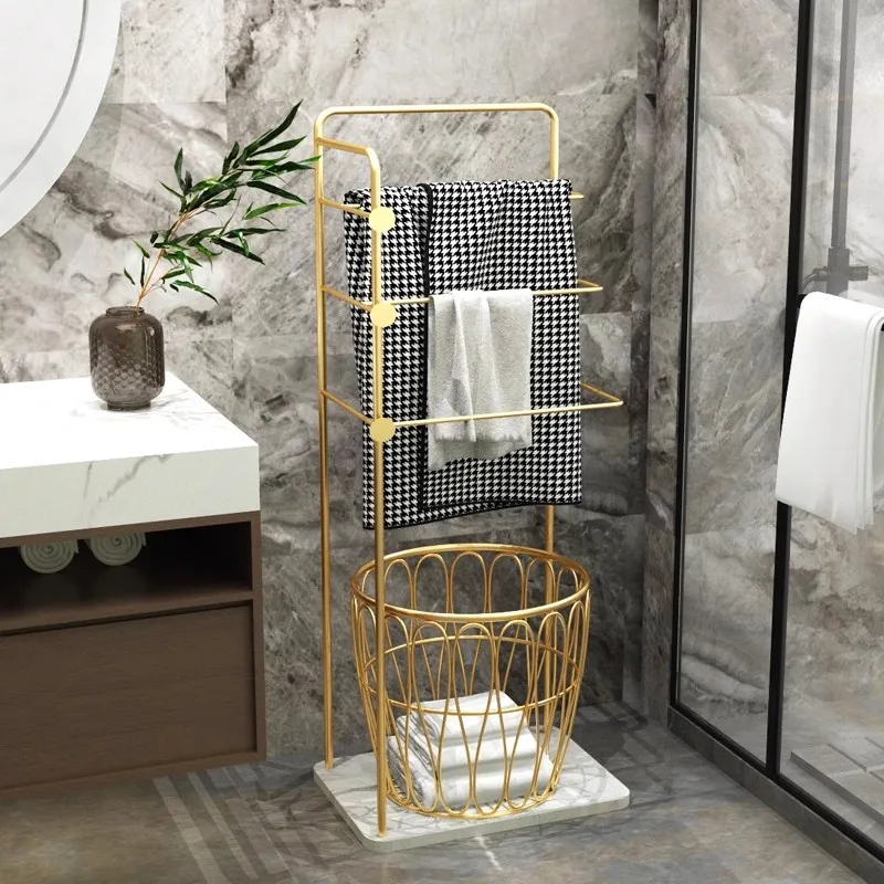 Light Luxury Gold High-Grade Bathroom Towel Rack Simple Modern Floor-to-Ceiling Toilet Rack