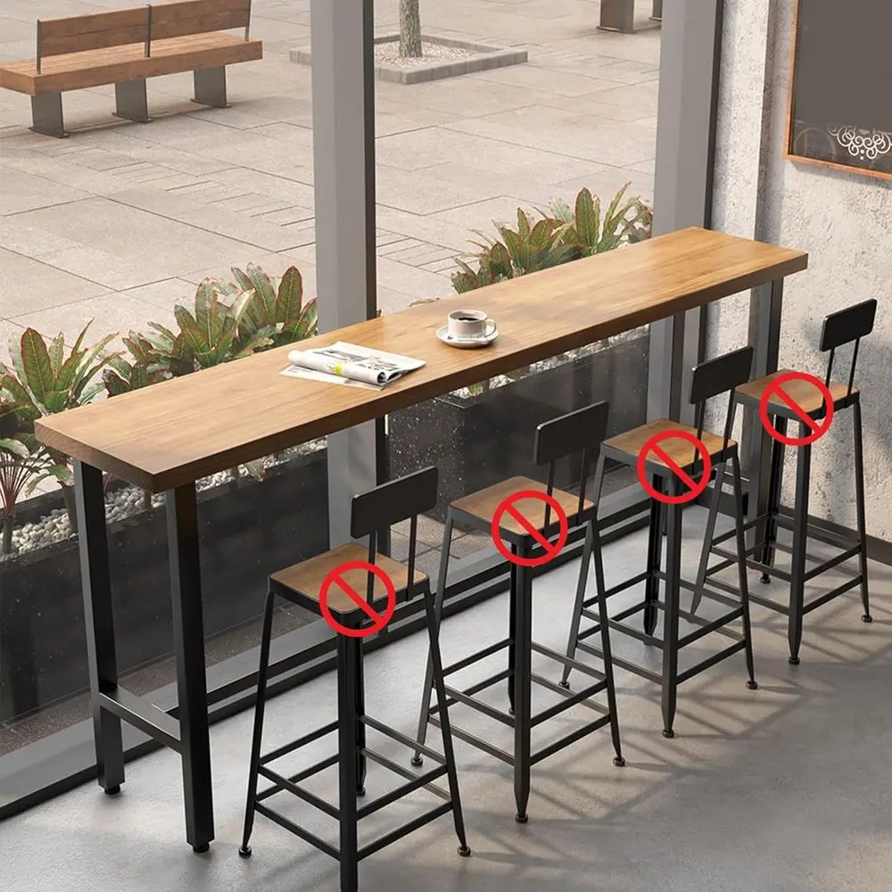 

Industrial-Style Solid Wood Bar Table, Thick 1.18in Tabletop, Ideal for Pubs, Dining, Kitchens, and Small Spaces