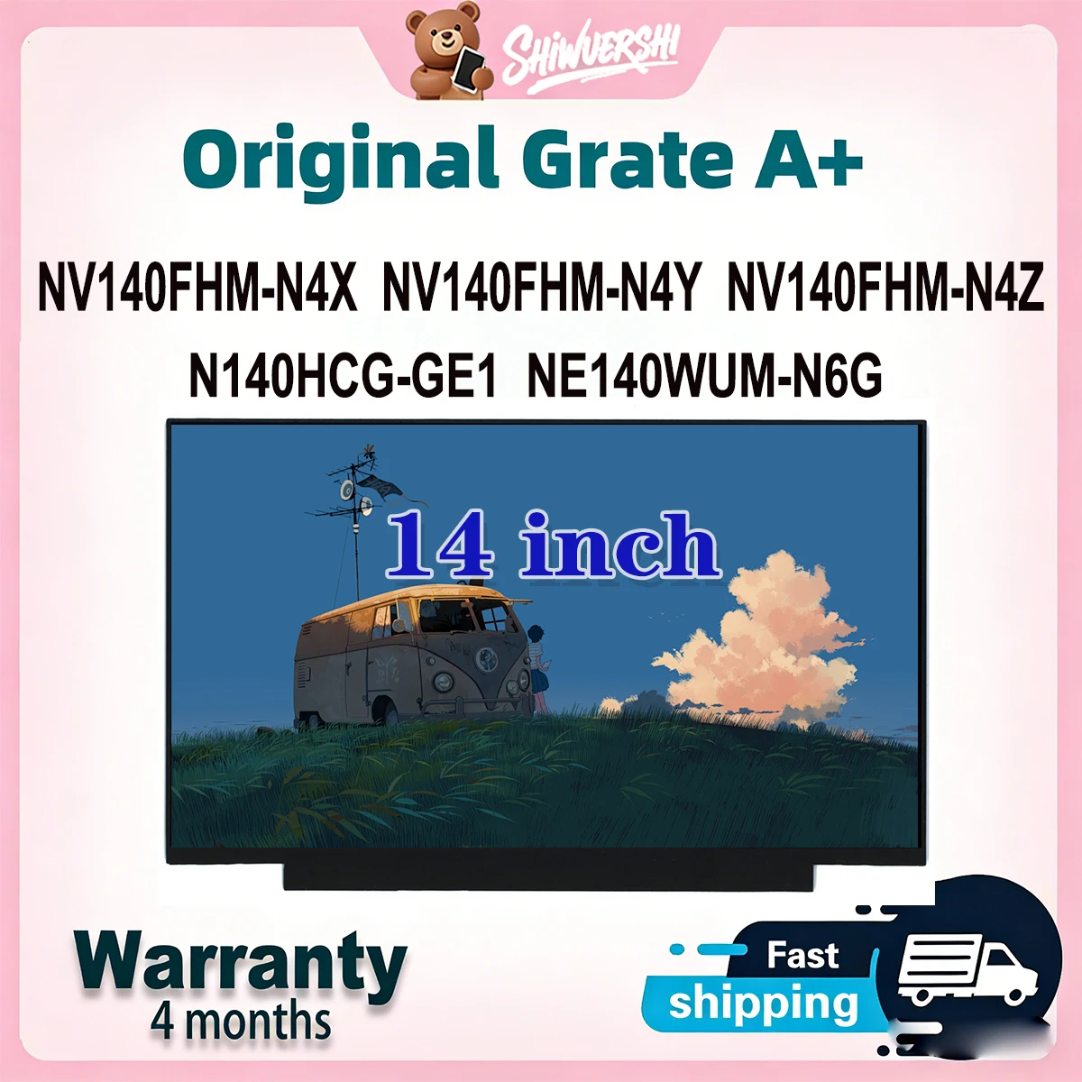 

Original New A+ 14 inch Slim Laptop Lcd Screen Panel NV140FHM N4X NV140FHM N4Y NV140FHM N4Z N140HCG GE1 NE140WUM N6G