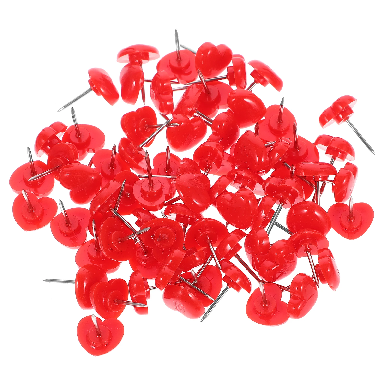 

150pcs Heart Shaped Thumb Tacks Bright Red Wear Resistant Cork Board Accessories Map Pins Travel Photos Wall Decor Home
