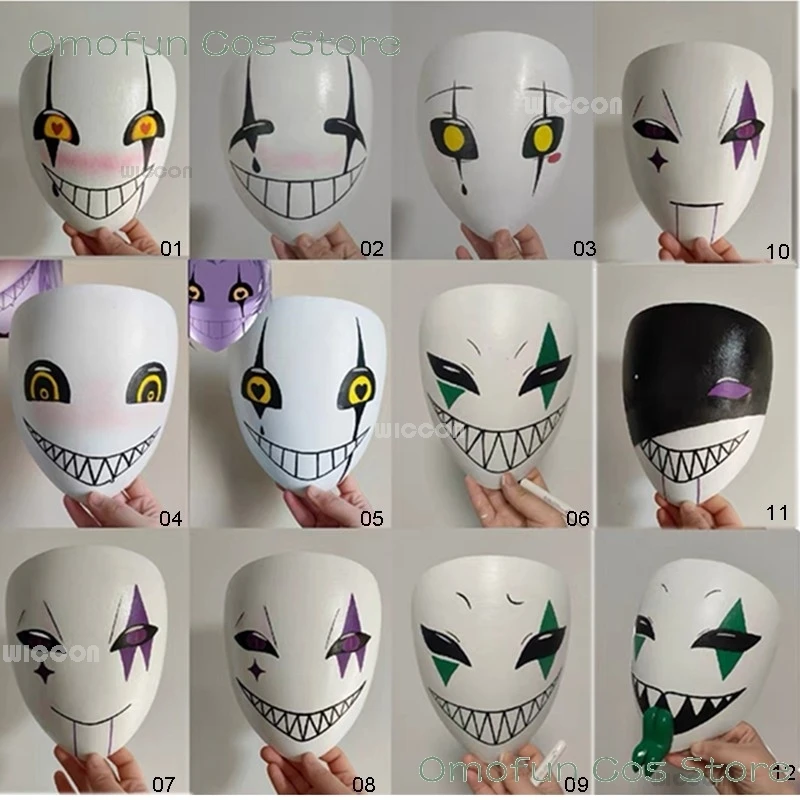 

The Freak Circus Pierrot HarleQquin Cosplay Mask Handmade 16 Expression hand-drawn Patterns Clown Game Halloween Roleplay Mask