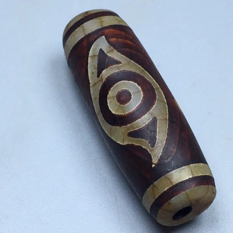 2026 Hot Tibetan Agate Dragon Phoenix Dzi Beads, Vintage Weathered Cylinder Beads, DIY Pendant & Sweater Chain