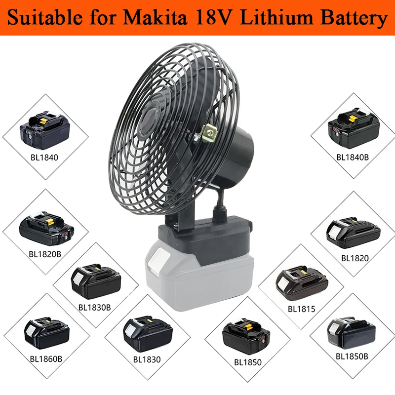 6 Inch Electric Fan Floor Fan Household Desktop Fan Outdoor Camping Fan For Makita For Dayi For Quanyou 18V 20V Li-ion Battery