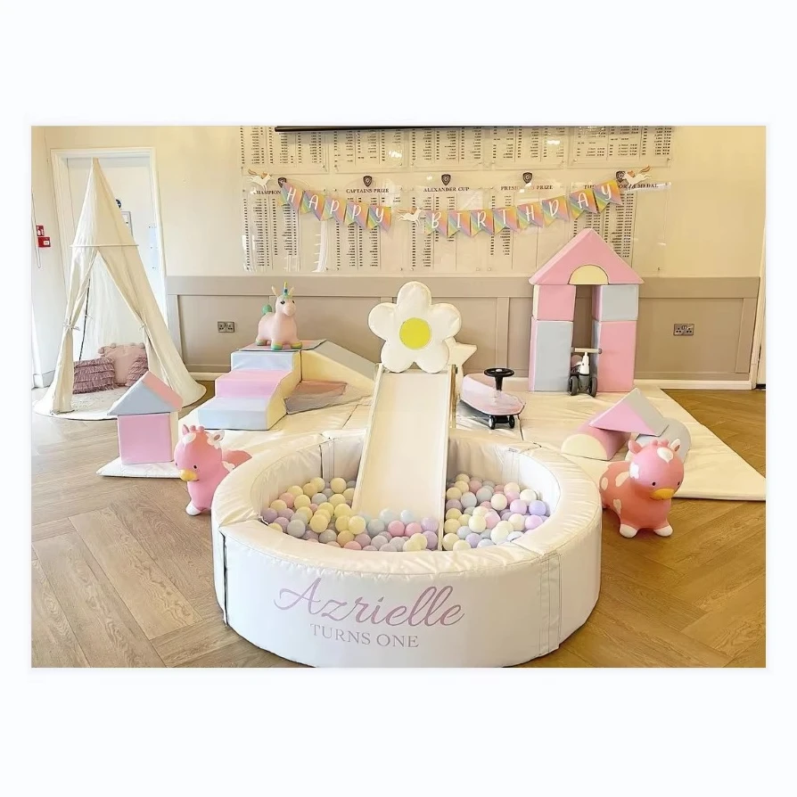 الأطفال الوردي لينة لعب الكرة بركة مجموعة التسلية التجارية في الأماكن المغلقة حفرة الكرة بركة في الهواء الطلق الكرة حفرة مع الشريحة