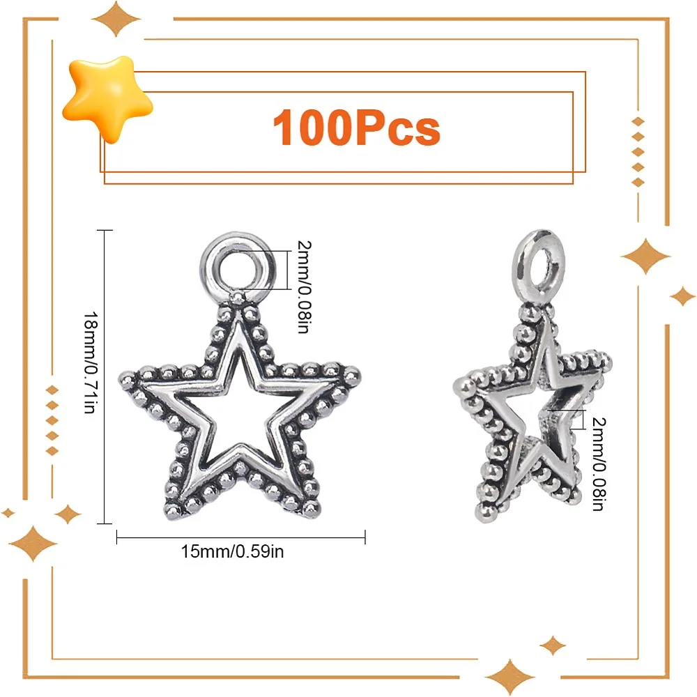 100-pecas-de-pingentes-de-liga-metalica-estilo-estrela-prata-18x15x2mm-furo-2mm