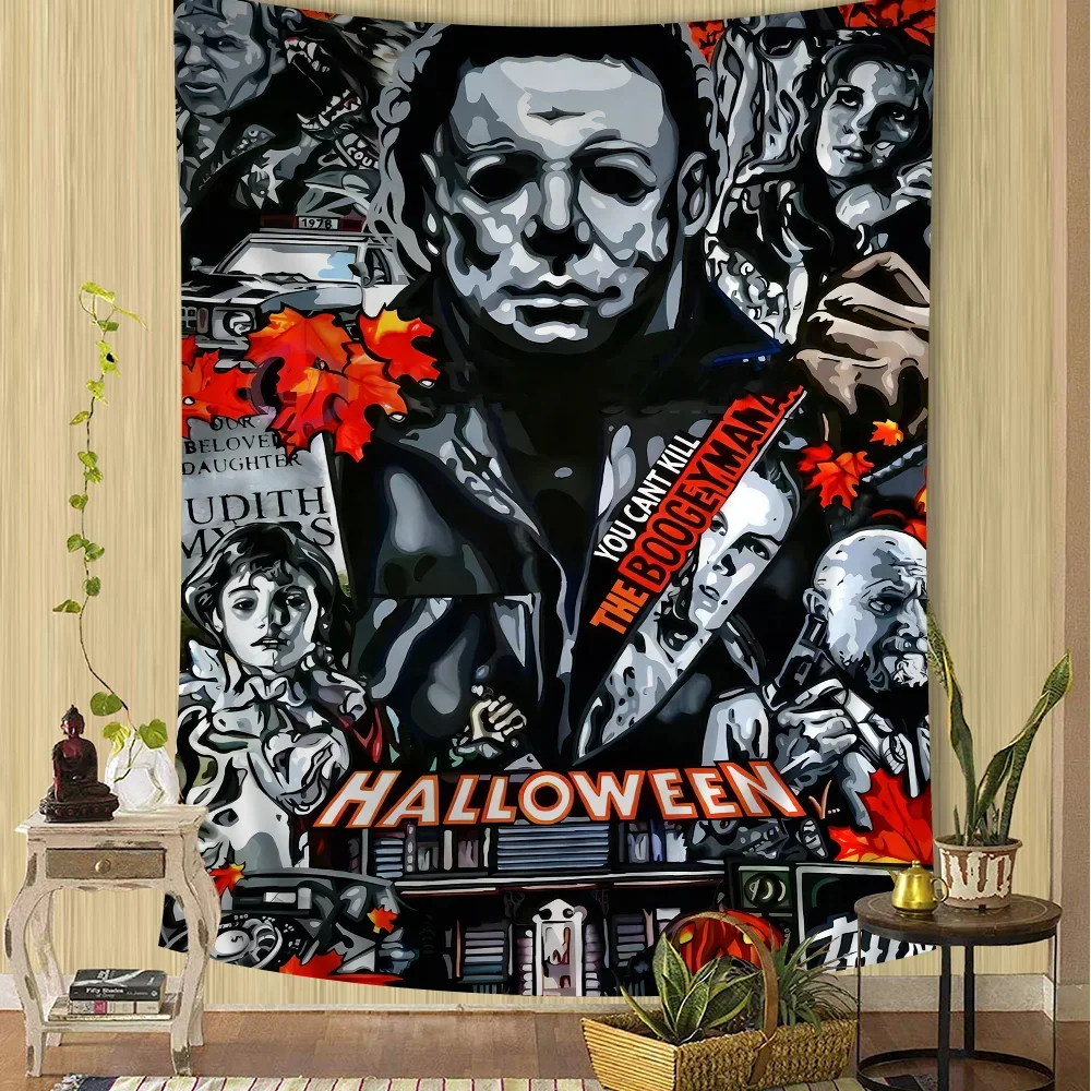 American Horror Movies Halloween Michael Myers Printed Large Wall Tapestry Hanging Tarot Hippie Wall Rugs Dorm Home Decor