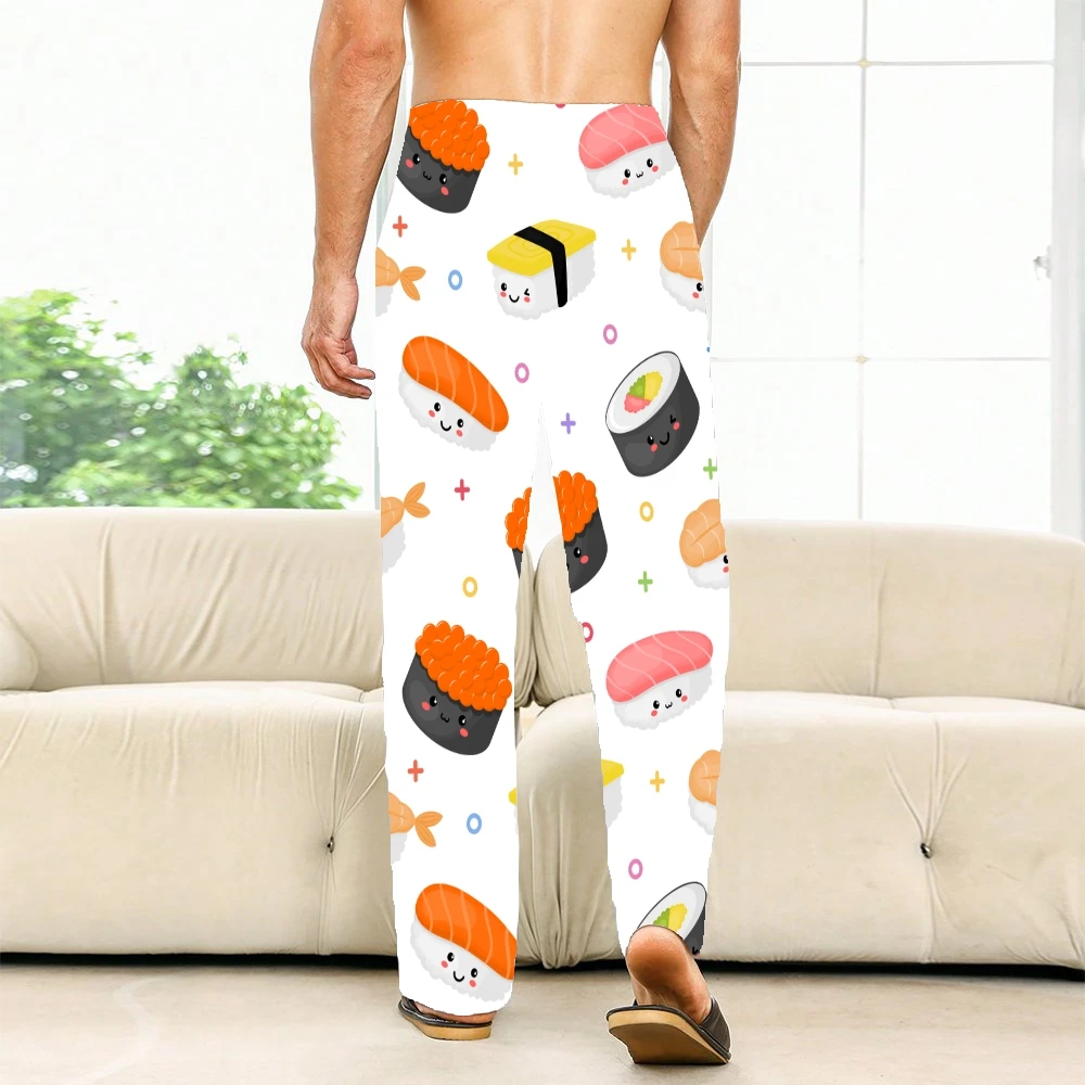 Onigiri Patroon Pyjama Broek Heren Dames Loungebroek Superzacht Unisex Slaap Pyjama Broekje Met Zakken Trekkoord