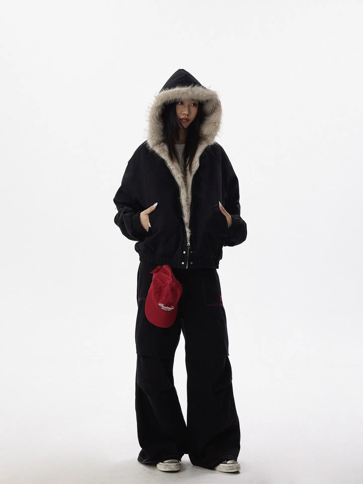 Men Short Hooded Parka Men Thickened Warm Cotton Coat Men American Style Fur Collar Outerwear Men Casual Windproof Fleece Parkas